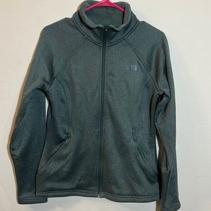 The North Face Fleece Lined Zip Up Agave Jacket Coat Sweater Green Medium